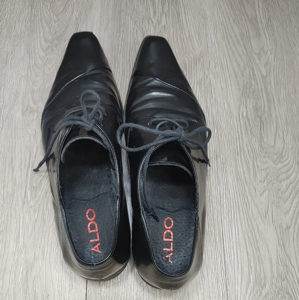 Aldo Oxford Shoes Lace Up Black Wrap Pointed Almond Toe EU 41 US‎ 8 Derby
